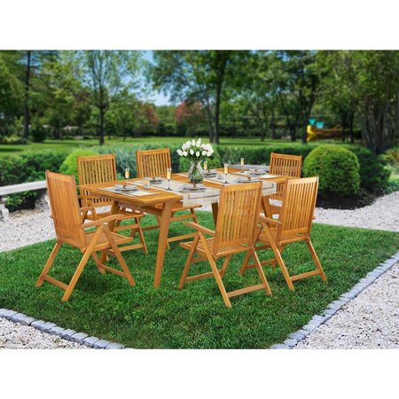 EAST WEST FURNITURE 7 Piece Denison Outdoor Dining Set - Natural Oil DECN7C5NA